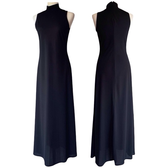 Max Studio Leon Max Collection 90s black flowy mock neck maxi dress - size S - Picture 2 of 5